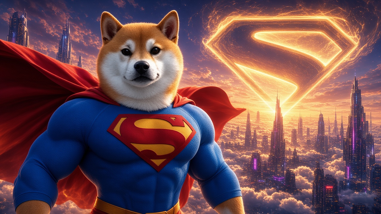 Super Inu over the neon skyline