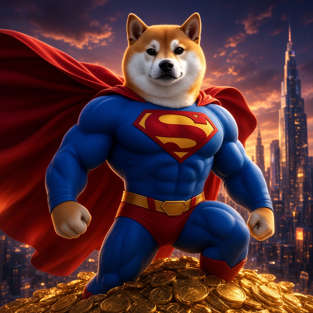 Super Inu on the gold pile