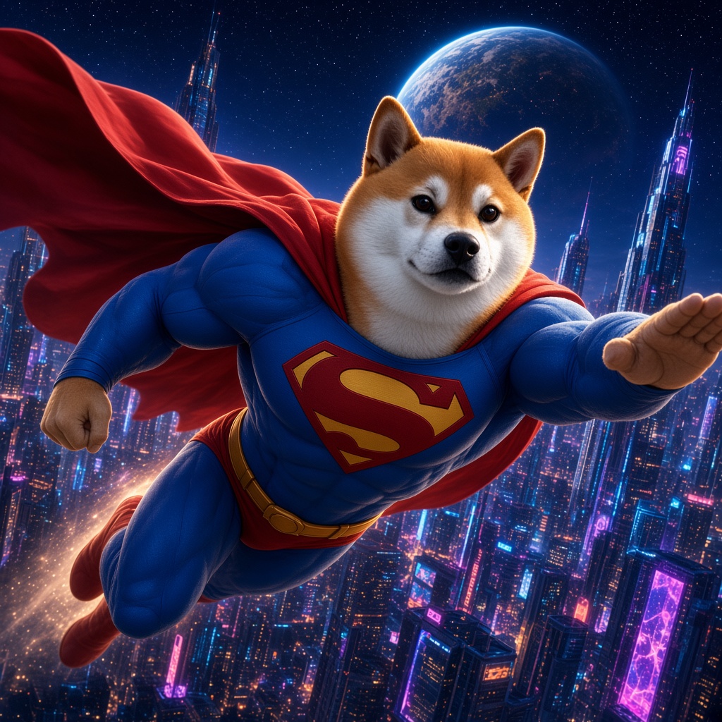 Super Inu flying — cape on